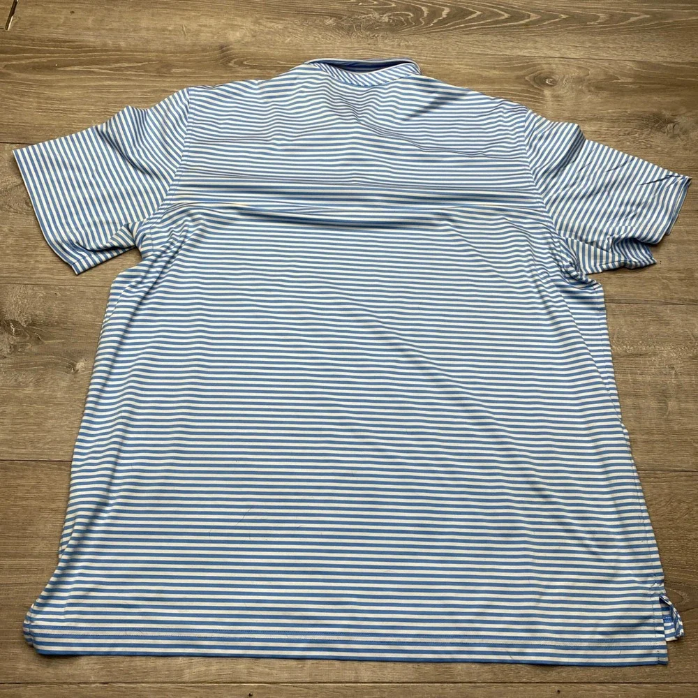 Vineyard Vines Shirt Performance Polo Mens XL‎ Blue White Stripe Polyester Blend
